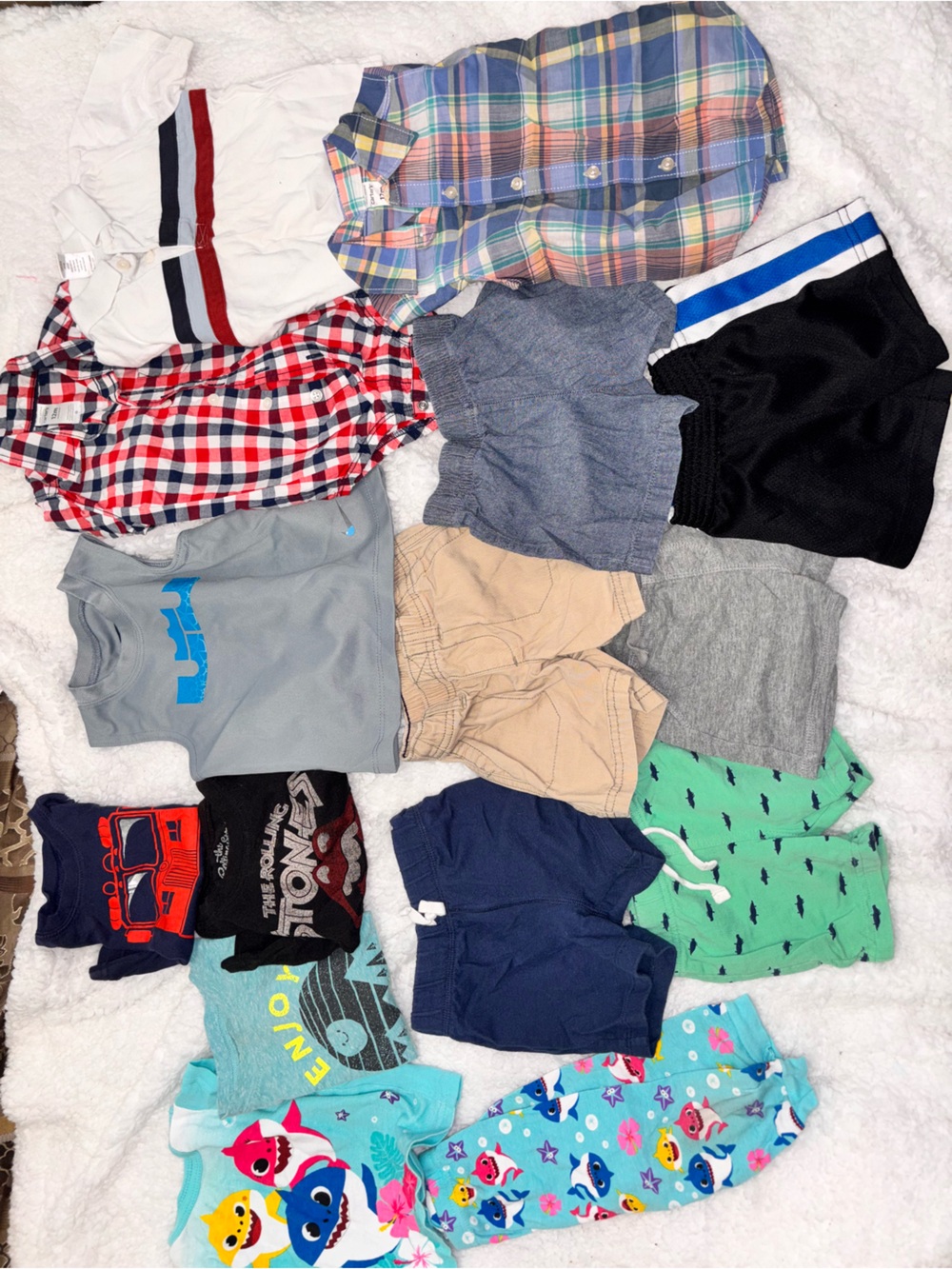 Toddler Boys Mixed Clothing Lot - Shorts, Tees, Plaid Shirts, Character Tops